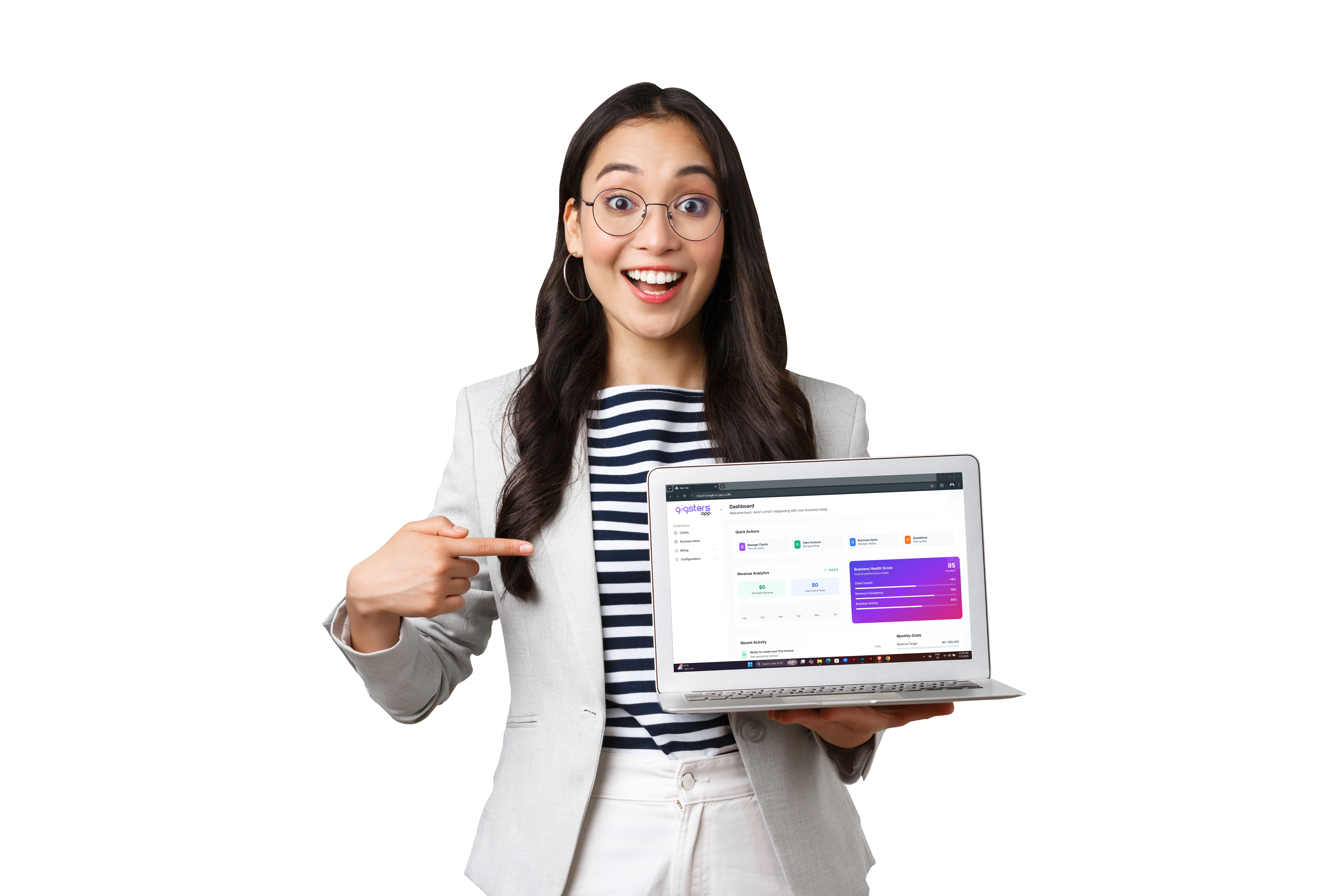 Woman showing Gigster Interface